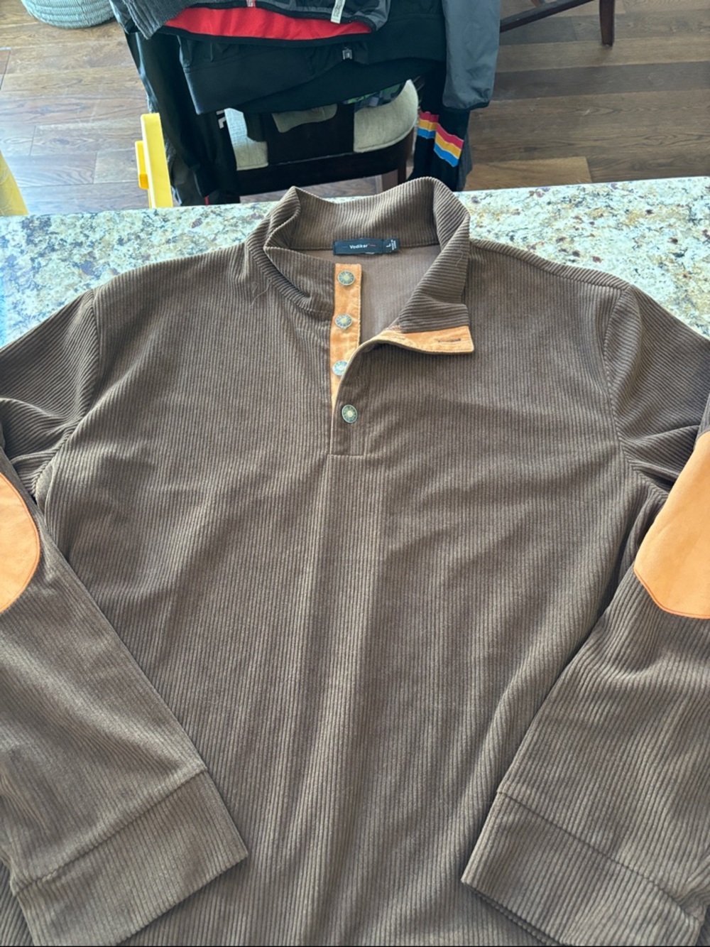 Vodikar Brown Corduroy Snap-Button Pullover